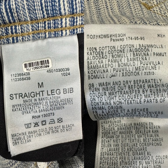 Wrangler‎ Striped Straight Leg Overalls Blue White Classic Workwear Style Medium - Picture 15 of 16